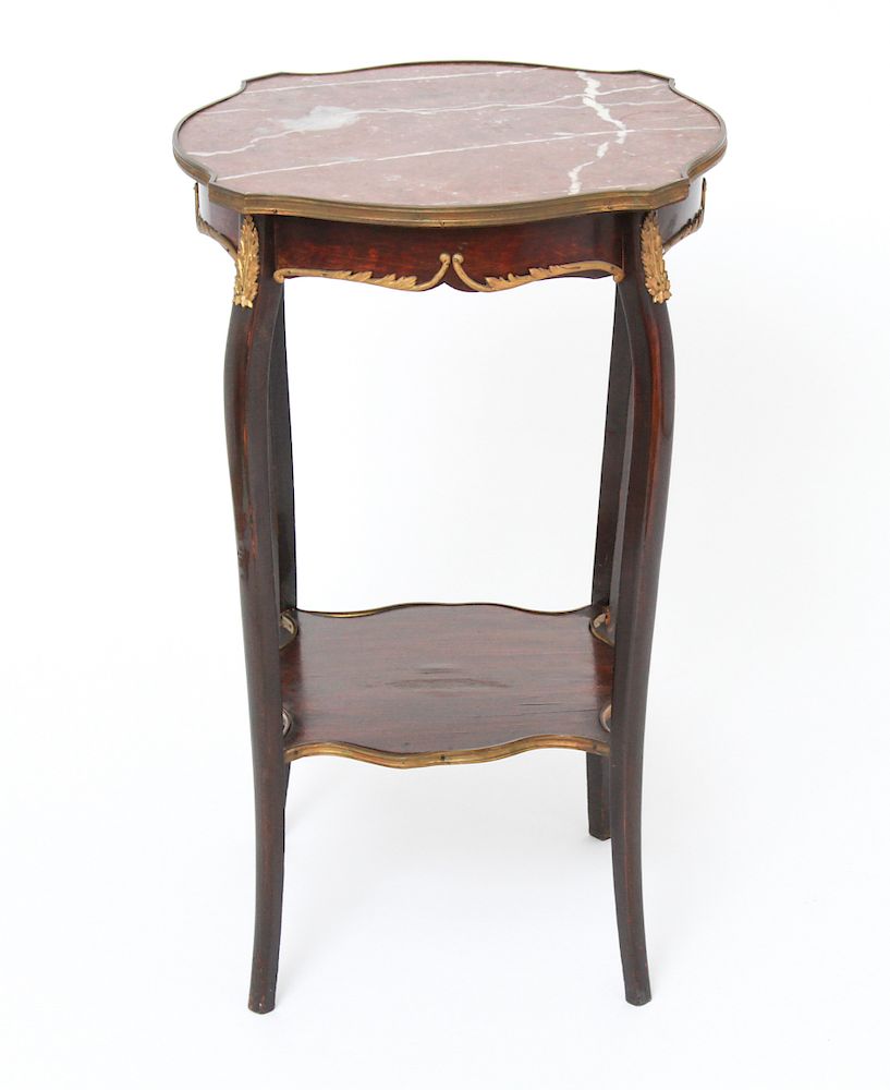 Appraisal: French Marble Top Side Table w Gilt Bronze Mounts French