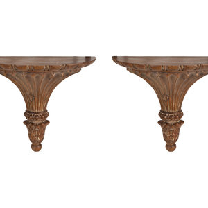 Appraisal: A Pair of Louis XVI Style Carved Wood Wall Brackets