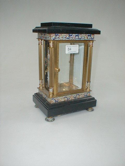 Appraisal: A champleve and marble table clock case -