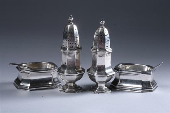 Appraisal: PAIR ENSKO STERLING SILVER OPEN SALTS AND PEPPER CASTERS Exemplar