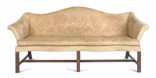 Appraisal: Delaware Valley Chippendale walnut sofa th c with an arched