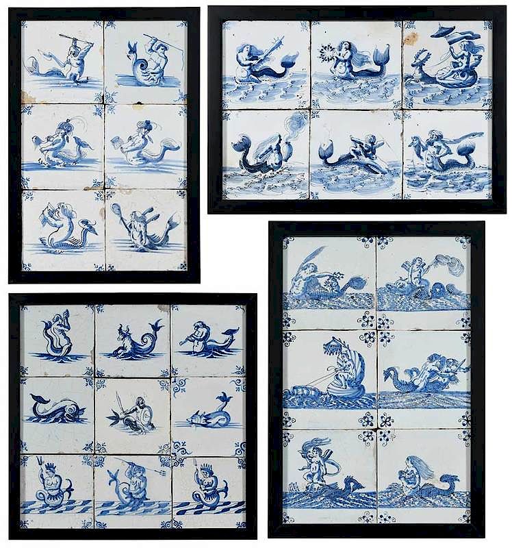 Appraisal: Maritime Delft Tiles Dutch th early th century three framed