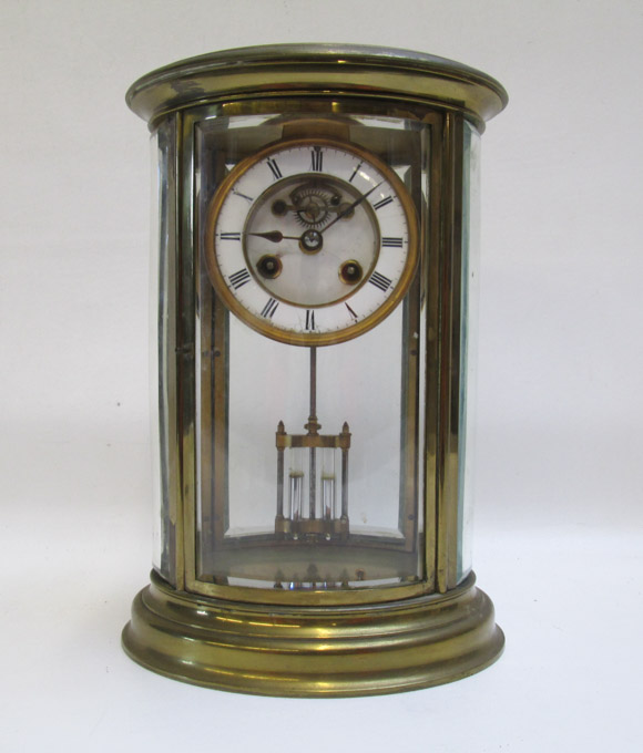 Appraisal: OVAL CASE CRYSTAL REGULATOR MANTEL CLOCK French c having a