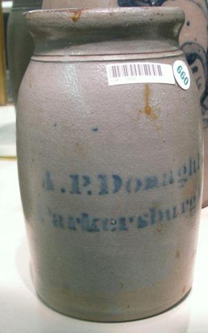 Appraisal: One Quart Stoneware Jar marked A P Donaghho Parkersburg WV