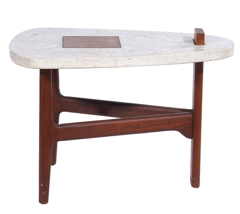 Appraisal: Harvey Probber Terazzo Walnut Side Table Harvey Probber Terrazzo side