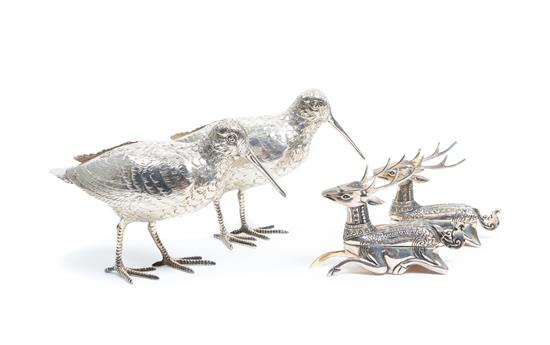 Appraisal: Sale Lot Two Pairs of Silver Bird Figurines the first