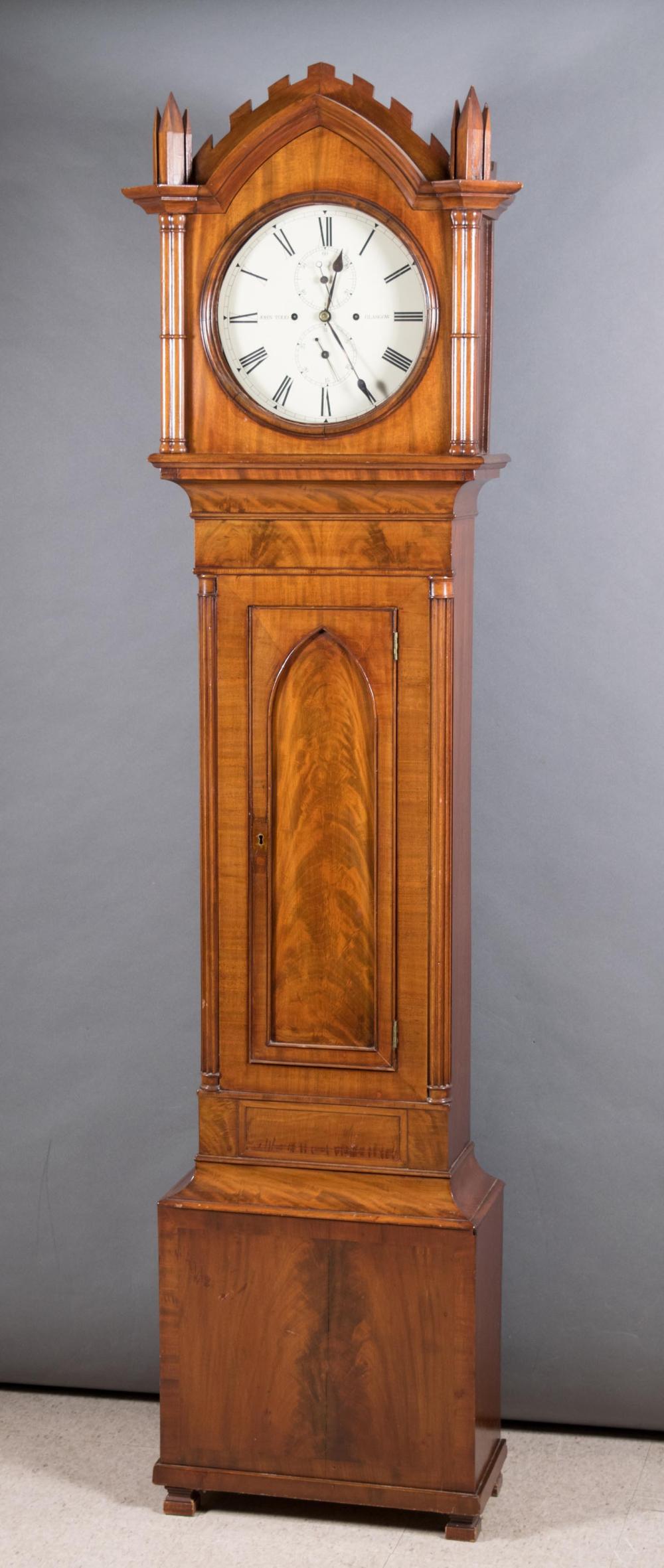 Appraisal: SCOTTISH REGENCY MAHOGANY TALL-CASE FLOOR CLOCK John Todd Glasgow early