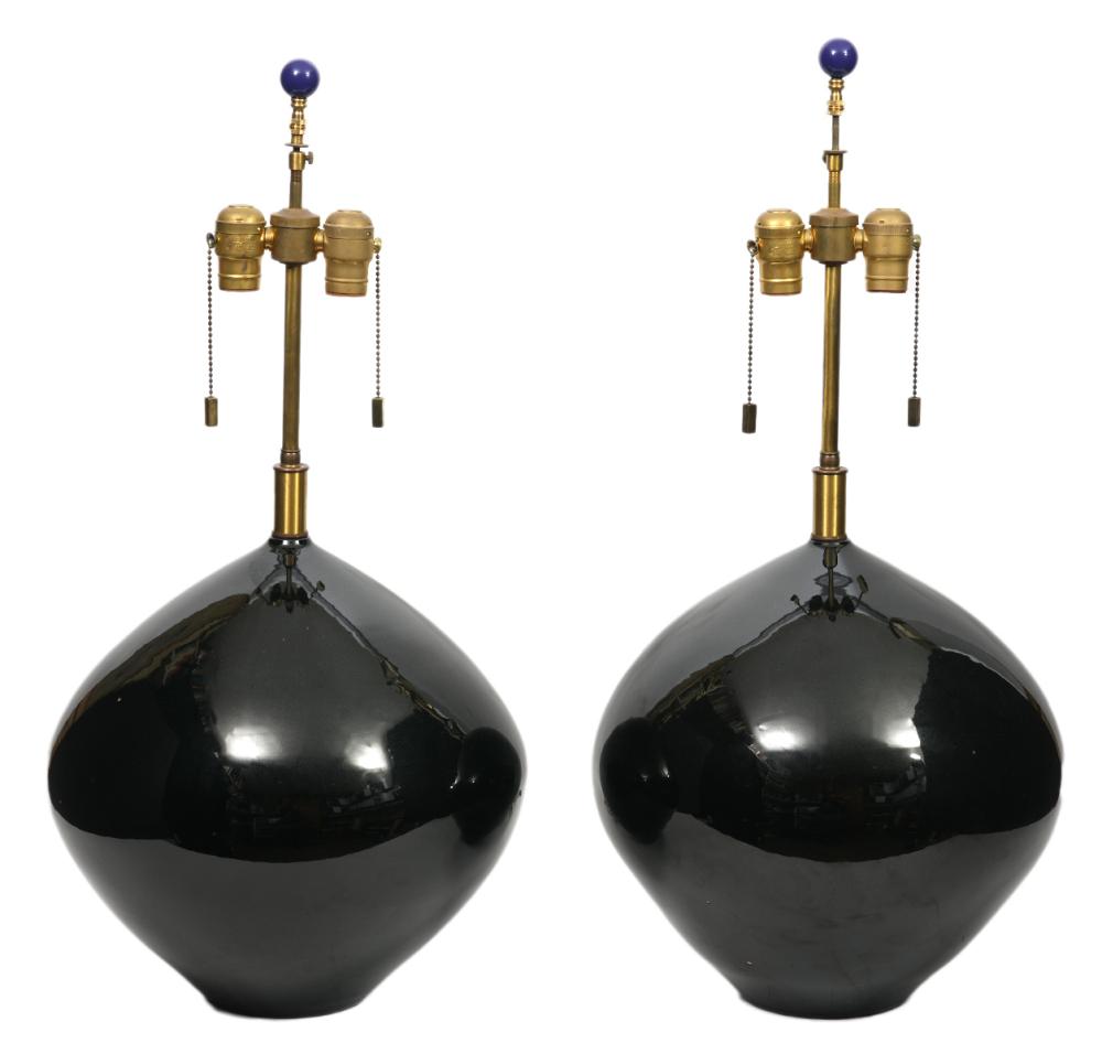 Appraisal: PR TABLE LAMPS DESIGN TECHNICS POSSIBLY LEE ROSENPair of black