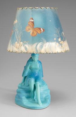 Appraisal: Van Briggle lamp seated female figure with matte blue glaze