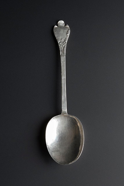 Appraisal: A SILVER TREFID AND LACE BACK RAT TAIL SPOON late