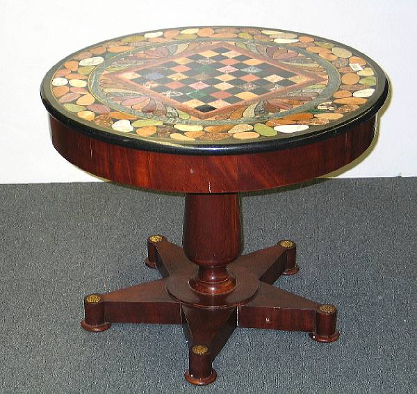 Appraisal: An Empire style speciman marble center table height in diameter