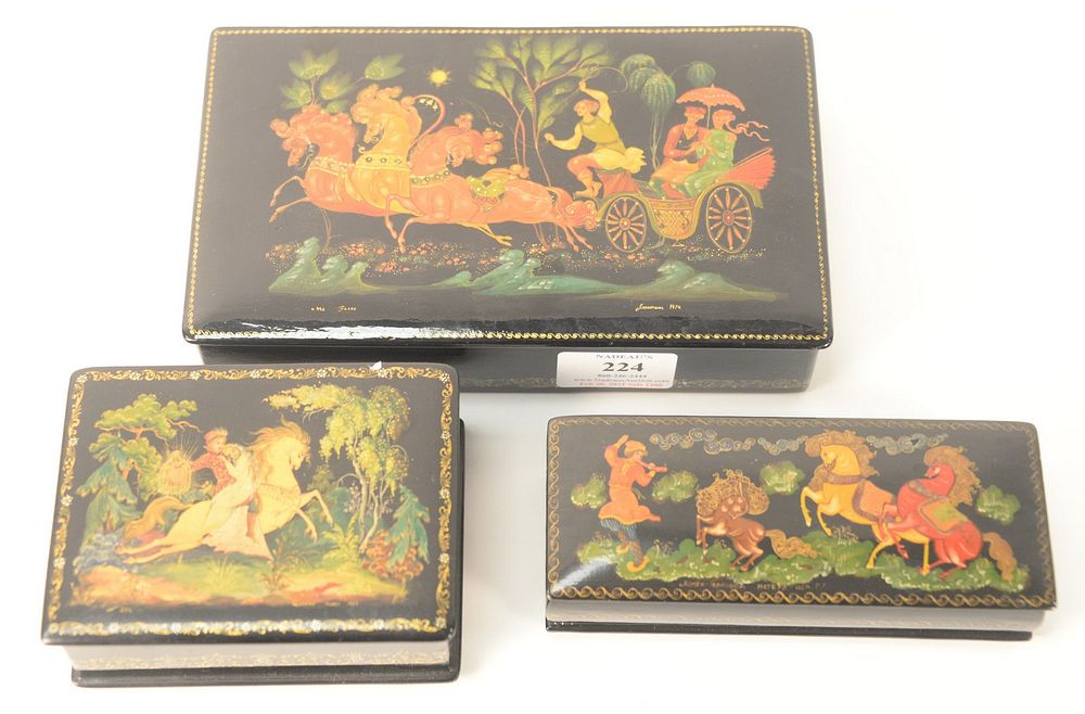 Appraisal: Three Russian Lacquer Boxes having legends and fairy tale motif