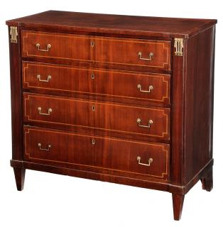 Appraisal: Dutch Neoclassical Inlaid Mahogany Chest of Drawers circa inlaid dovetailed