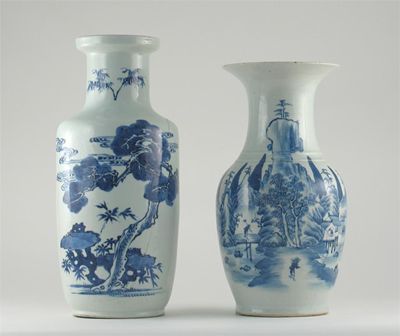 Appraisal: Two Chinese blue and white vases one decorated with Shoulao