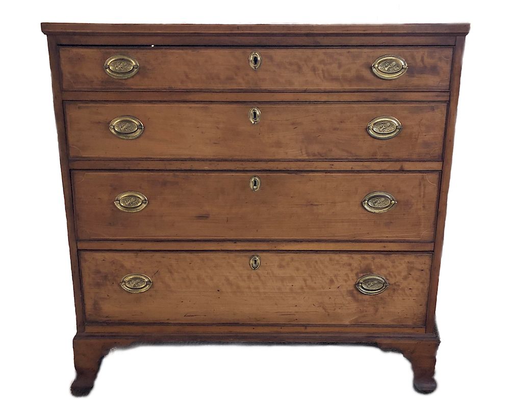 Appraisal: Hepplewhite Cherry Inlaid Chest of Drawers Hepplewhite cherry inlaid chest