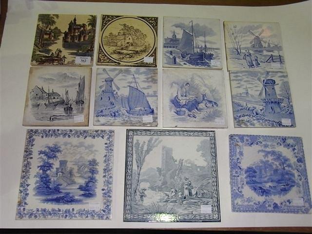 Appraisal: ELEVEN VICTORIAN TILES various landscape scenes