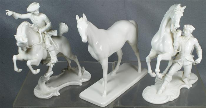 Appraisal: Nymphenburg blanc de chine porcelain horse figurines with riders with