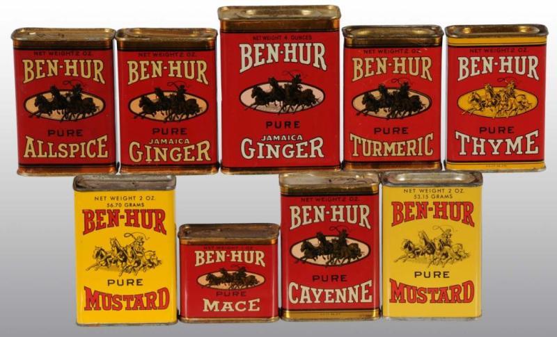 Appraisal: Lot of Ben-Hur Spice Tins Description Fabulous grouping with great