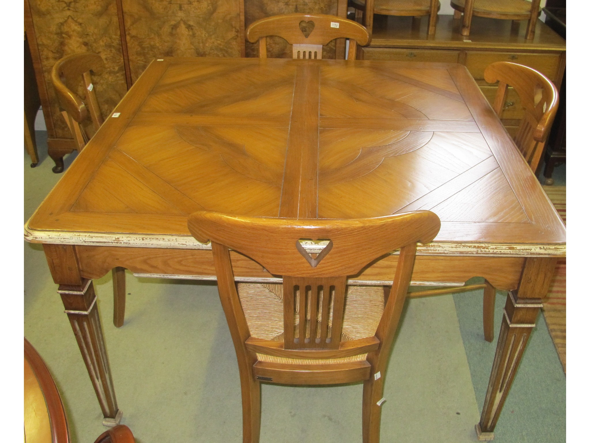 Appraisal: Modern dining table and four chairs markers mark grange