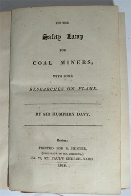 Appraisal: Davy Sir Humphry On the Safety Lamp for Coal Miners