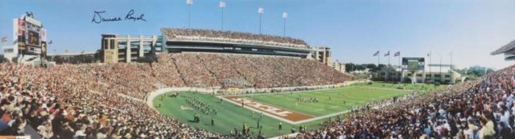 Appraisal: TEXAS DKR STADIUM PHOTO SIGNED DARRELL ROYALFramed panoramic photo of