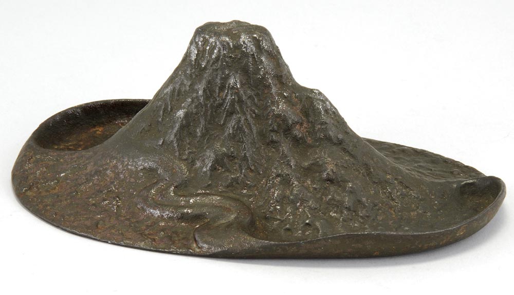 Appraisal: PATINATED IRON MODEL OF MOUNT FUJI Early th CenturyWith cloud-design