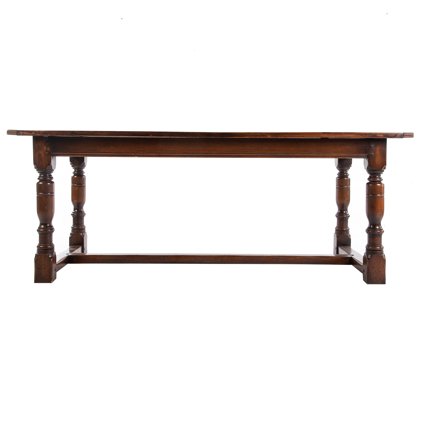 Appraisal: CONTINENTAL OAK REFECTORY TABLE With turned legs on stretcher base