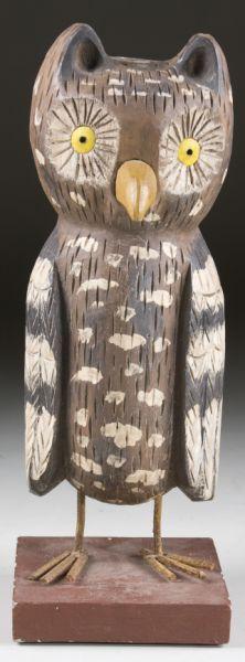 Appraisal: Folk Art Carved and Painted Owl Figural th c full