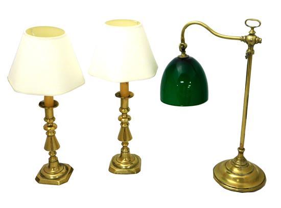 Appraisal: LIGHTING Brass lighting three pieces Leviton desk lamp with adjustable