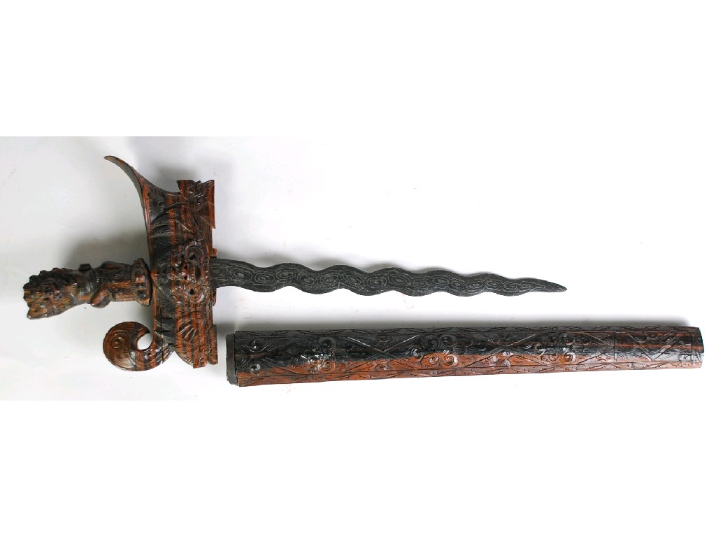 Appraisal: EARLY TWENTIETH CENTURY BALINESE KRIS the wavy double edge blade