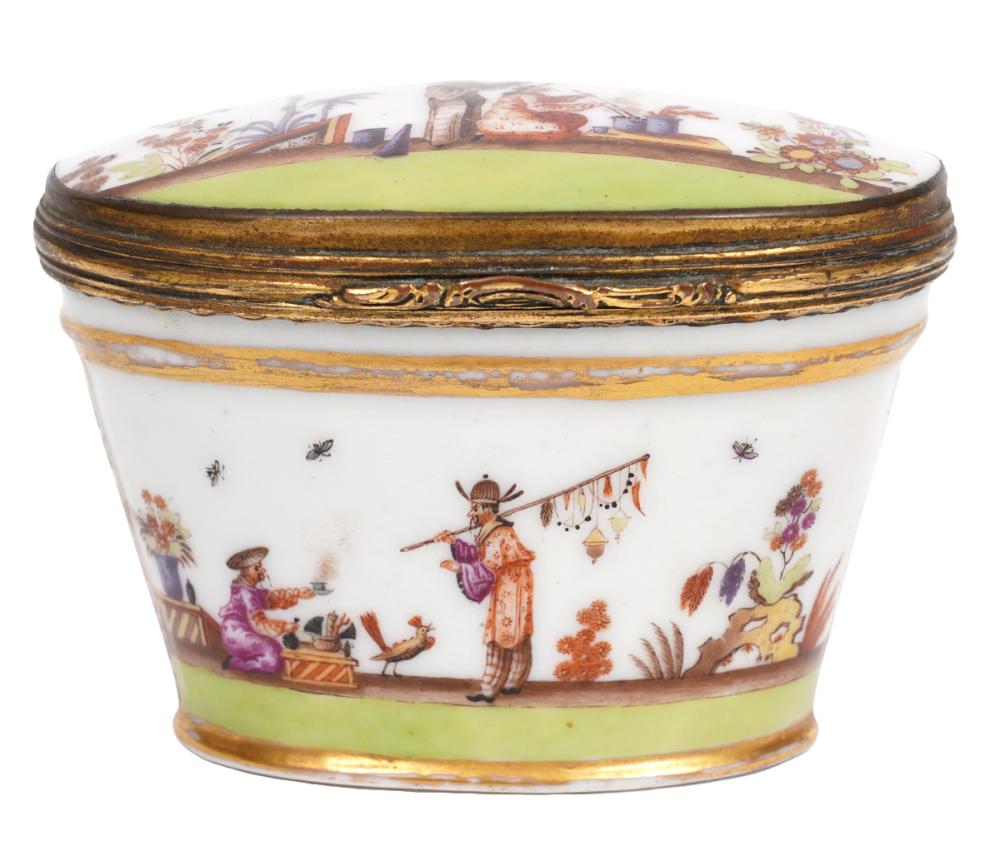 Appraisal: RARE TH C MEISSEN PORCELAIN CHINOISERIE BOX th C Meissen