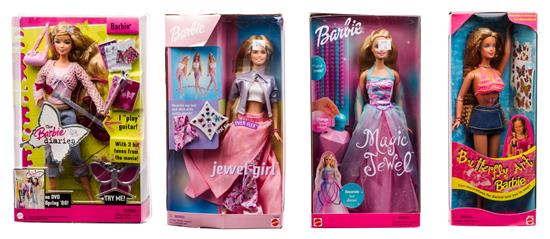 Appraisal: Sale Lot Four Jewel Themed Barbies model h including Magic