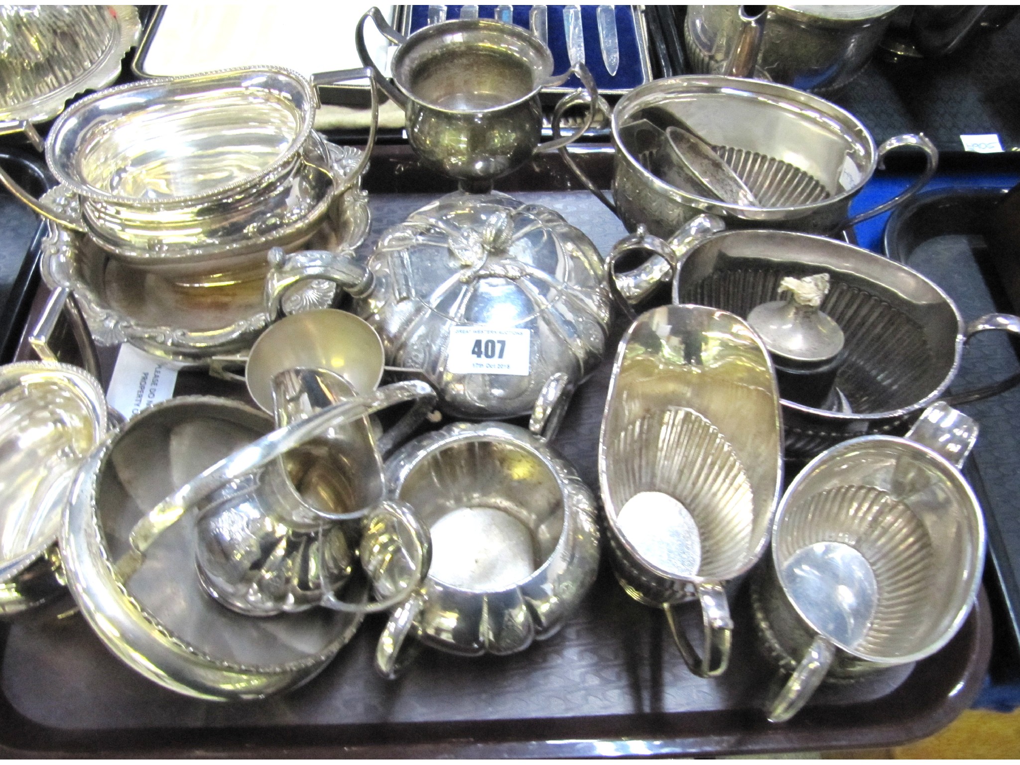 Appraisal: A tray lot of EP - teapot creams and sugars