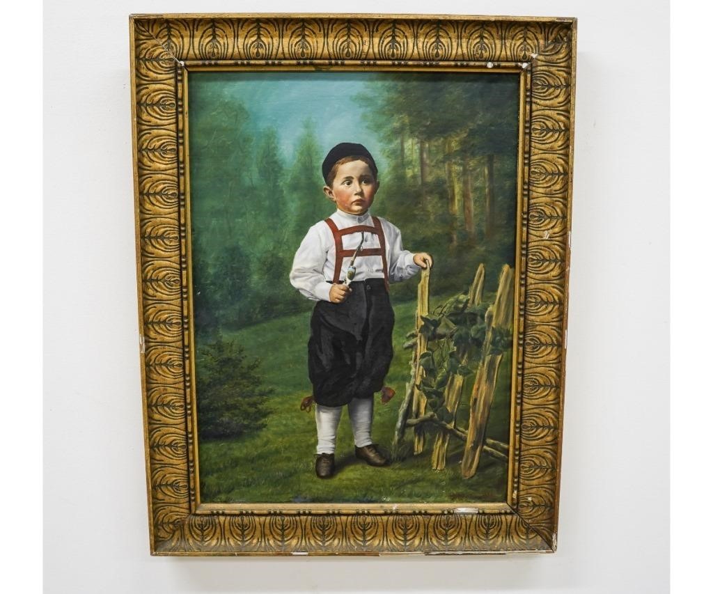 Appraisal: W Mayer Esslinger oil on canvas portrait of a young