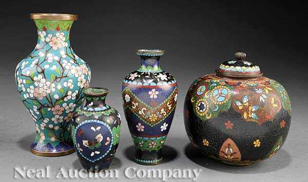 Appraisal: A Group of Four Chinese and Japanese Cloisonn Enamel Vessels