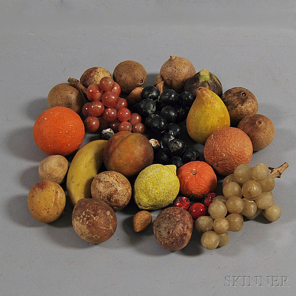 Appraisal: Group of Mostly Stone Fruit including grapes a banana a