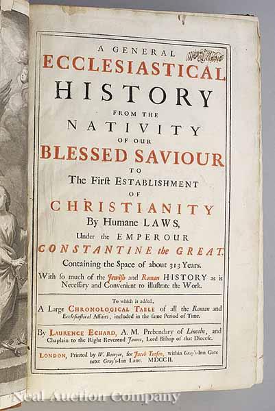 Appraisal: Two Good Antique Ecclesiastical Books A General Ecclesiastical History from