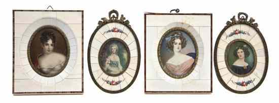 Appraisal: A Collection of Four Portrait Miniatures on Ivory each depicting