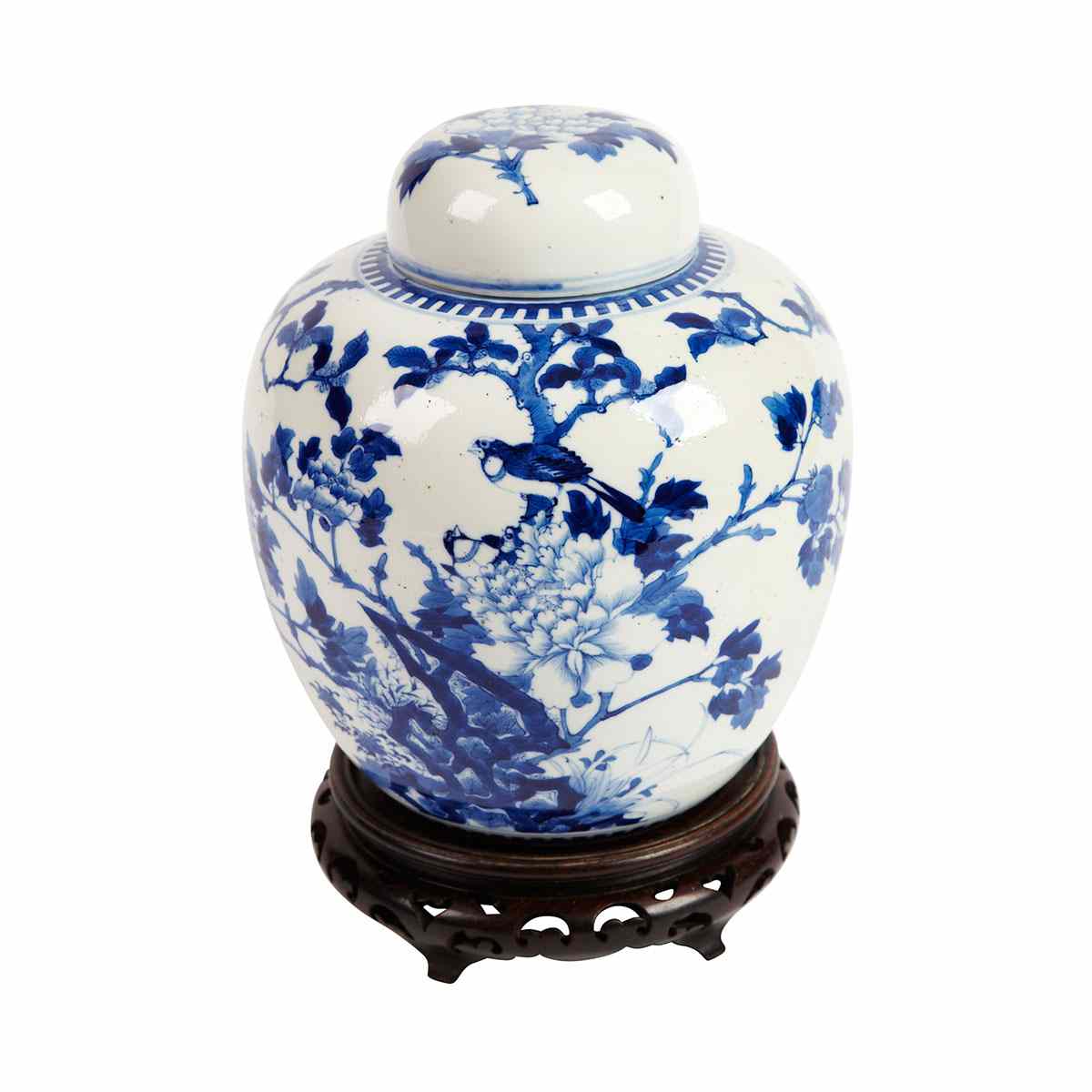 Appraisal: Blue and White Ginger Jar and Cover th Century The