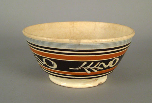 Appraisal: Mocha bowl th c with twig decoration on a black