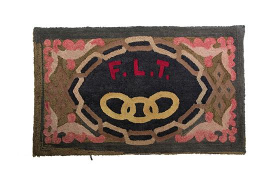 Appraisal: HOOKED RUG American early th century Odd Fellows design with