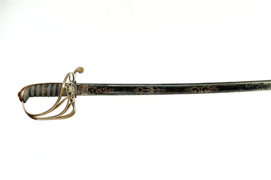 Appraisal: SWORD England mid th century Officer's sword with engraved blade