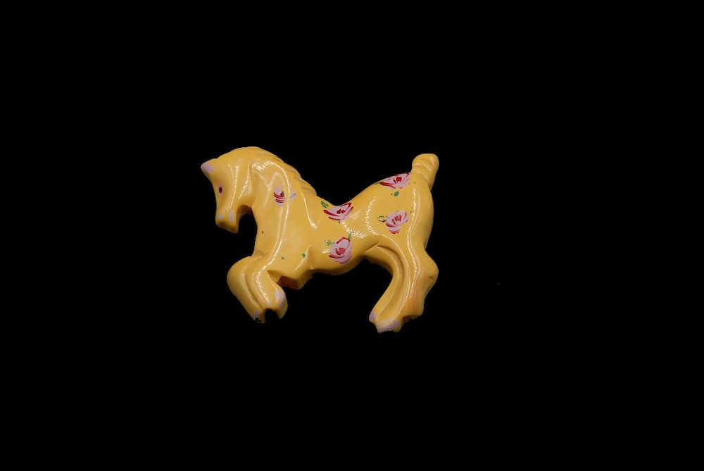 Appraisal: Martha Sleeper Bakelite Painted Prancing Horse Pin Martha Sleeper Bakelite