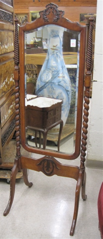 Appraisal: VICTORIAN MAHOGANY CHEVAL MIRROR American c the rectangular beveled and