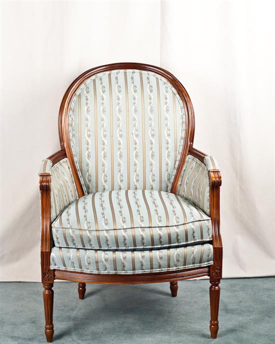 Appraisal: A Louis XVI-style Bergere having a mahogany stained frame upholstered