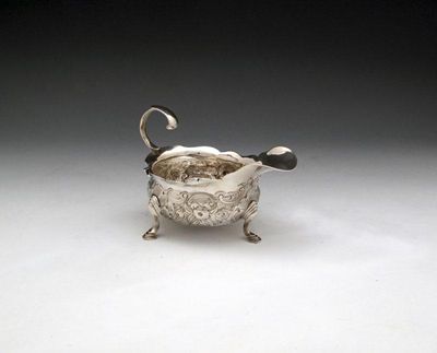 Appraisal: A George II silver sauce boat maker's mark worn London