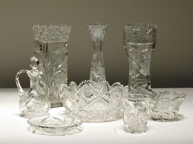 Appraisal: NINETEEN AMERICAN CLEAR CUT GLASS TABLE ITEMS includes a set