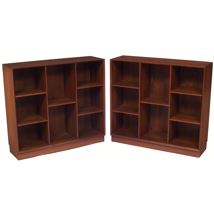 Appraisal: Peter Hvidt bookcases pair by Soborg Mobler Denmark teak dovetail