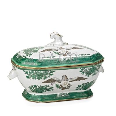 Appraisal: CHINESE EXPORT STYLE COVERED TUREEN Fitzhugh decoration with spread eagle