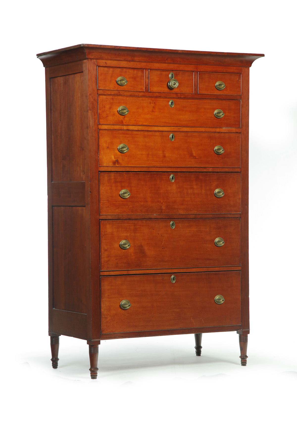 Appraisal: PENNSYLVANIA SHERATON TALL CHEST OF DRAWERS - cherry and pine